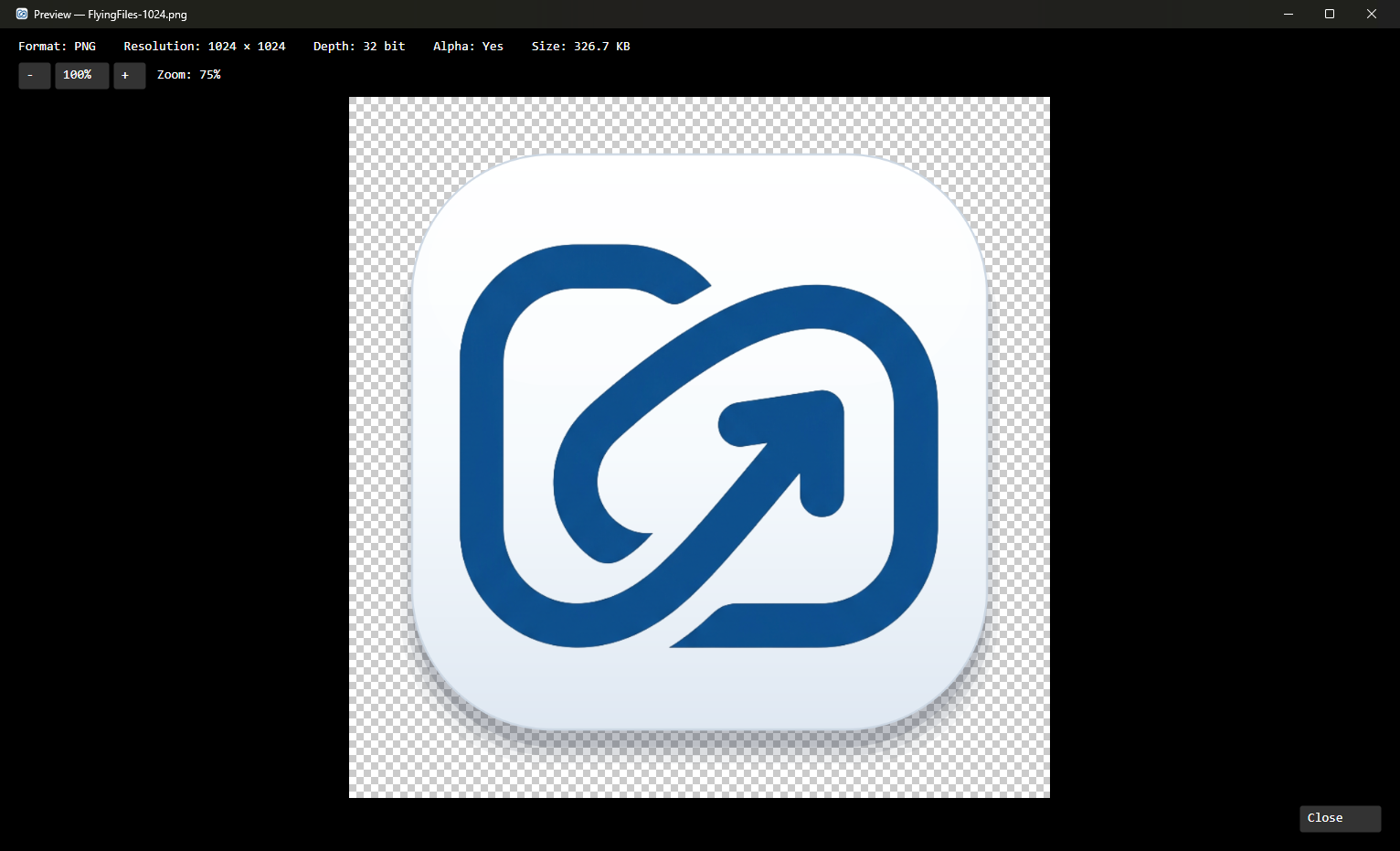 PNG image preview with the format, resolution and transparency details